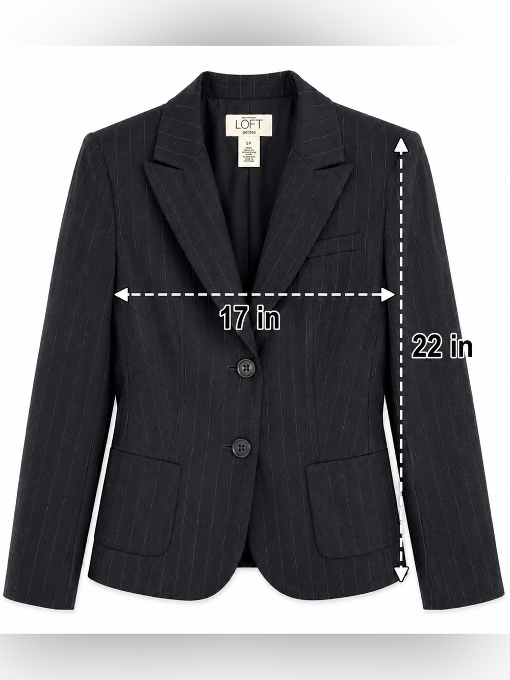 Ann Taylor LOFT Petites Black Pinstripe Wool Blazer 6P Career - Picture 4 of 9